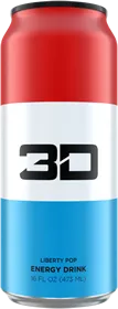 3D Red, White, Blue Liberty Pop energy drink